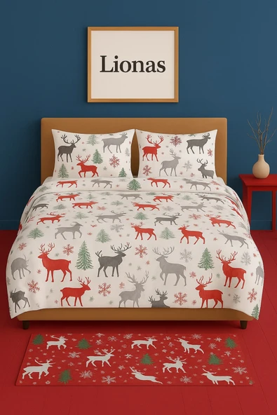 StellaFlavo Çift Kişilik Desenli Nevresim + 2 Adet Kapaklı Yastık Kılıfı ürün görseli 1