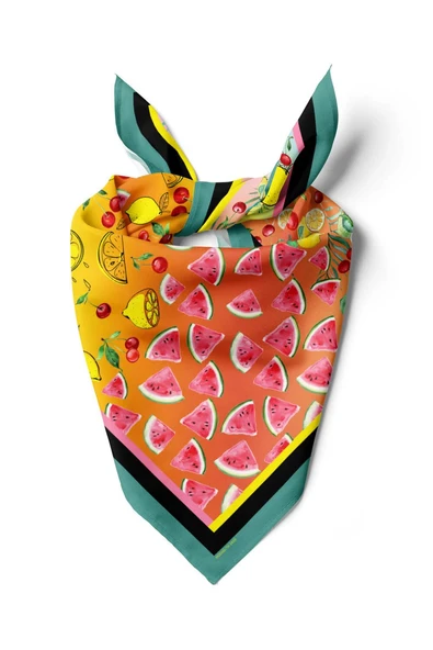 G59 Kadın Kırmızı Fruits Desenli 50x50 Bandana DG01456-22 ürün görseli