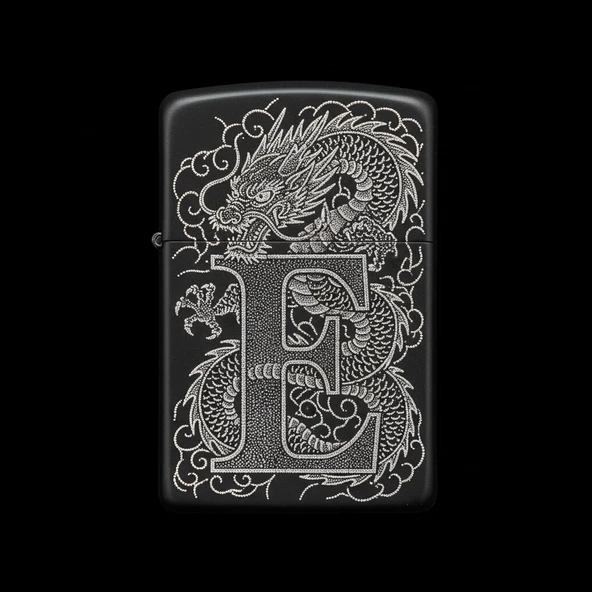 Zippo Ejderha Figürlü E Harfli Tasarım - V71 ürün görseli 1