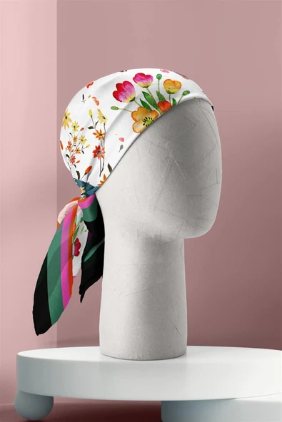 G66 FLOWERS PATCHWORK TASARIMLI BANDANA  DG11971 - Resim 6
