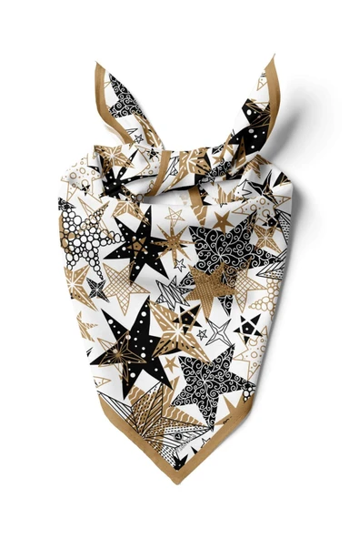 %100 İpek Yıldız Desenli Kadın Bandana ürün görseli