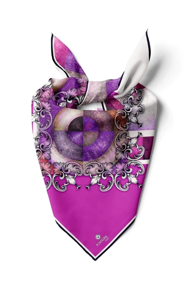 %100 İpek Kadın Desenli Bandana 80x80 ürün görseli 1