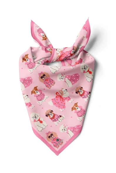 %100 İpek Süslü Köpek Desenli Kadın Bandana - Resim 3