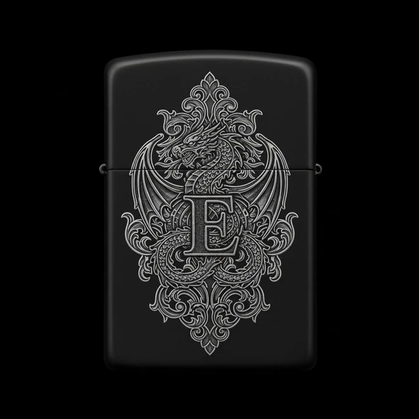 Zippo Ejderha Figürlü E Harfli Tasarım - V47 ürün görseli