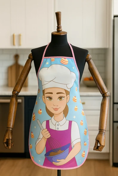 Dijital Baskılı Su Sıvı Geçirmez Leke Tutmaz Mutfak Önlüğü Bake Girl ürün görseli