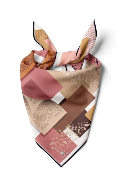 %100 İpek Kadın Desenli Bandana 80x80 ürün görseli