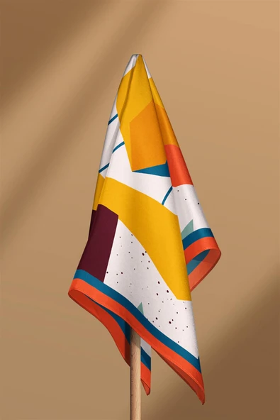 Vissona Geometrik Desenli %100 İpek Bandana 55x55 - Resim 6