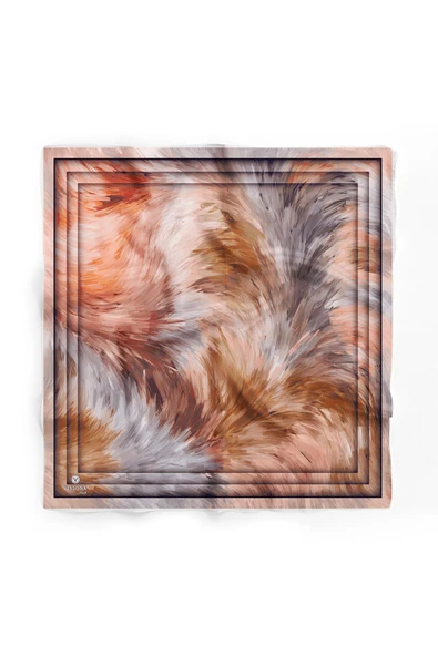 %100 İpek Kadın Desenli Bandana 80x80 - Resim 2