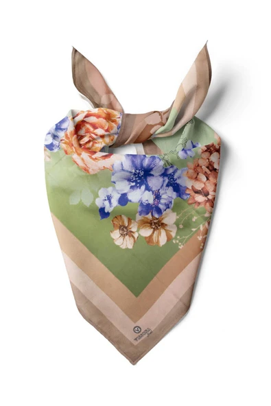 %100 İpek Kadın Desenli Bandana 80x80 ürün görseli