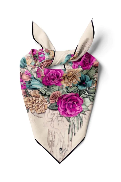 %100 İpek Kadın Desenli Bandana 80x80 ürün görseli