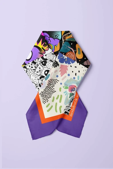 G74 Papatya Desenli Yeşil Kahve Köpek Bandanası DG5644 45x45 - Resim 3