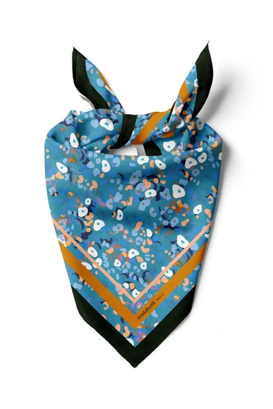 B112 Kadın Mavi Game Desenli 50x50 Bandana ürün görseli