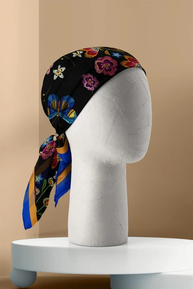 Z55 Modabutik Kelebek Desenli Bandana - Resim 3