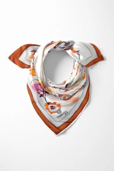 %100 İpek Kadın Desenli Bandana 80x80 ürün görseli