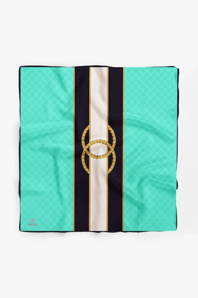 %100 İpek Kadın Desenli Bandana 80x80 - Resim 2