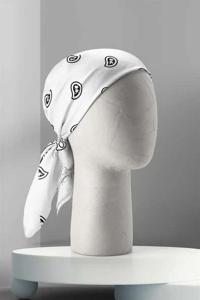 A4 WHITE ŞALLI BANDANA DG12196 - Resim 3