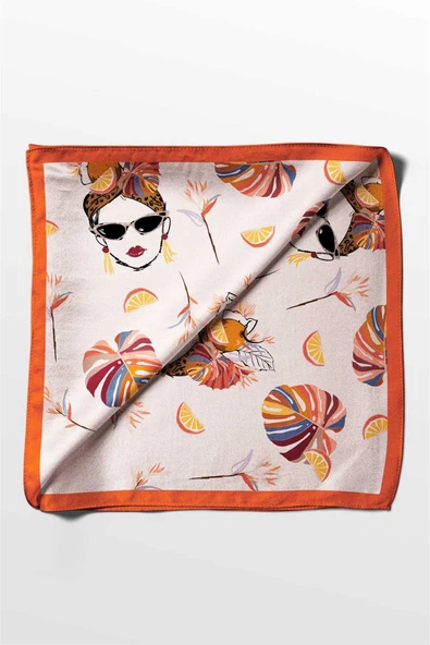 100% Silk Headscarf for Women - 22"x 22" inch Hair Scarf Women Pattern Silk Headscarf Bandanas Square Silk 60368 - Resim 5