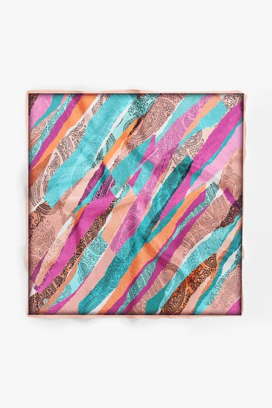 %100 İpek Kadın Desenli Bandana 80x80 ürün görseli