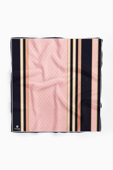 %100 İpek Kadın Desenli Bandana 80x80 - Resim 2