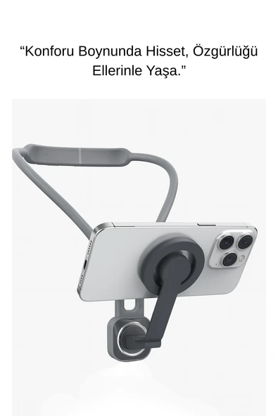 360 Ayarlanabilir Boyun Askılı Manyetik Telefon Tutucu Handsfree Video İzleme Oyun Standı  Esnek, Hafif, Tüm Telefonlarla Uyumlu ürün görseli 1