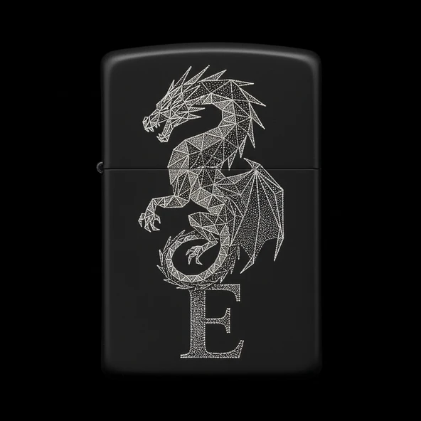 Zippo Ejderha Figürlü E Harfli Tasarım - V27 ürün görseli