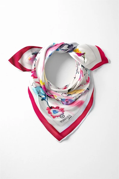 %100 İpek Kadın Desenli Bandana 80x80 ürün görseli