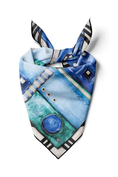 %100 İpek Kadın Desenli Bandana 80x80 ürün görseli 1