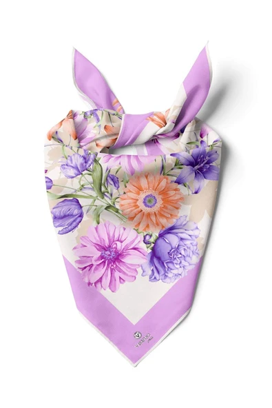 %100 İpek Kadın Desenli Bandana 80x80 ürün görseli 1