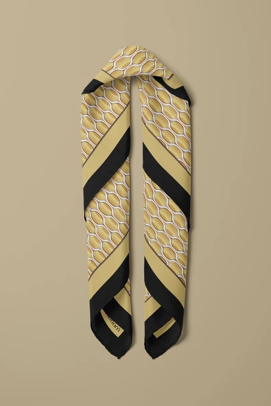 Kadın Geometrik Desenli 50x50 Bandana HYL DG01605-22 - Resim 3