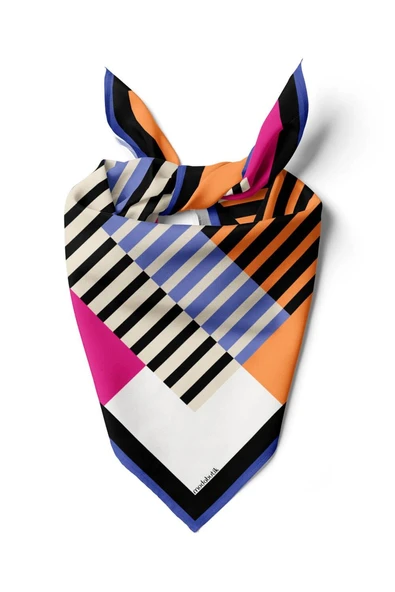 G60 Kadın Turuncu Kare Desenli 50x50 Bandana ürün görseli