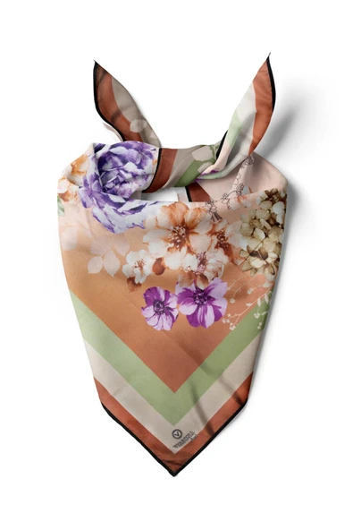 %100 İpek Kadın Desenli Bandana 80x80 ürün görseli 1