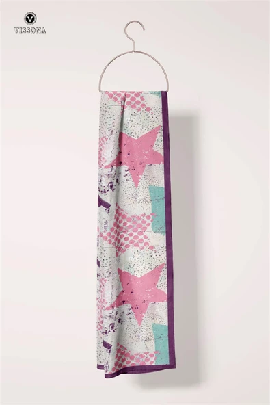 %100 İPEK YILDIZ DESENLİ KADIN FULAR 30X170 - Resim 2