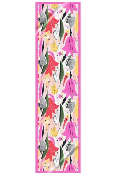 I108 Modabutik Çiçek Desenli Kadın Fular - Resim 2