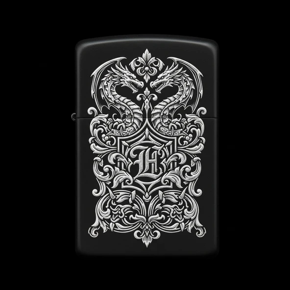 Zippo Ejderha Figürlü E Harfli Tasarım - V62 ürün görseli