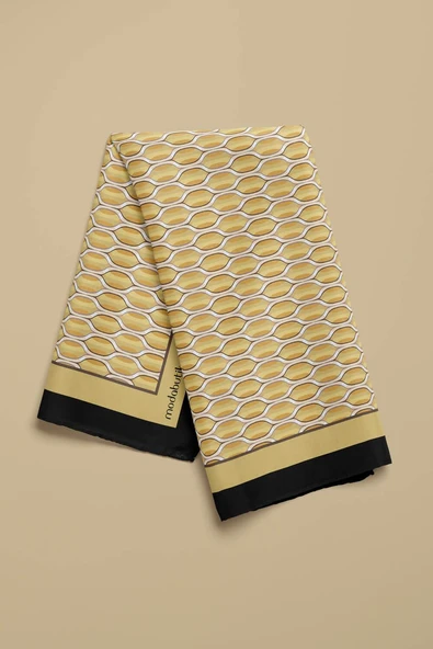 Kadın Geometrik Desenli 50x50 Bandana HYL DG01605-22 - Resim 4