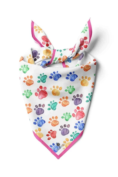 100% Silk Headscarf for Women - 22"x 22" inch Hair Scarf Cat Paw Pattern Silk Headscarf Bandanas Square Silk 60361 ürün görseli