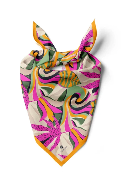 Saten İpek Geometrik Desenli Kadın Bandana ürün görseli