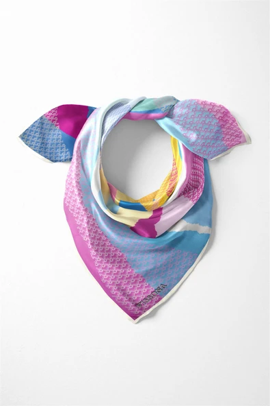 %100 İpek Kadın Desenli Bandana 80x80 ürün görseli