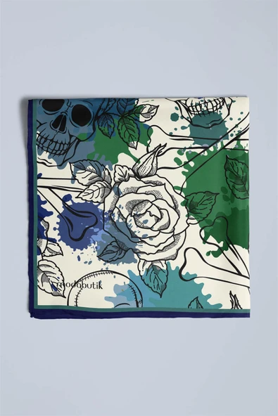 B73 Modabutik Lacivert Kurukafa Bandana - Resim 4