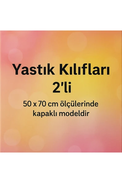 StellaFlavo Desenli Pamuklu Kalpli Desen Yastık Kılıfı 2 Adet 50 x 70 cm - Resim 2