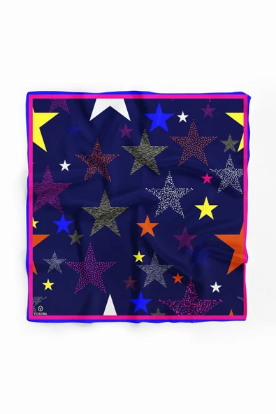 Vissona Geometrik Desenli İpek Bandana - Resim 2