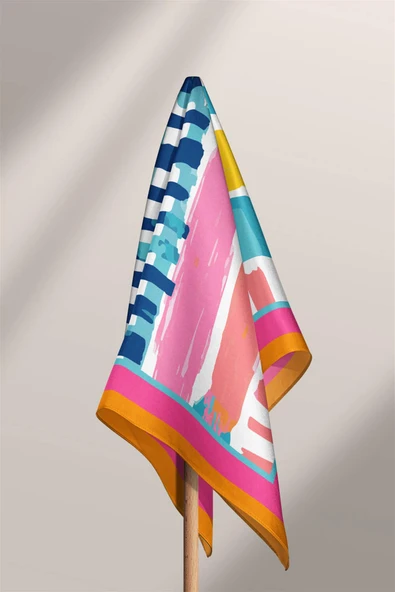 Vissona Geometrik Desenli İpek Bandana - Resim 5