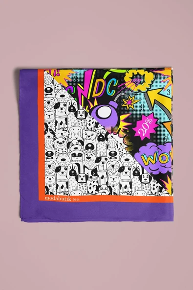 G74 Papatya Desenli Yeşil Kahve Köpek Bandanası DG5644 45x45 - Resim 5