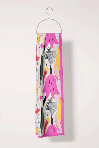 I108 Modabutik Çiçek Desenli Kadın Fular - Resim 4