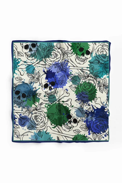 B73 Modabutik Lacivert Kurukafa Bandana - Resim 2