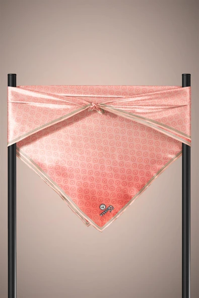 %100 İpek Kadın Desenli Bandana 80x80 - Resim 3