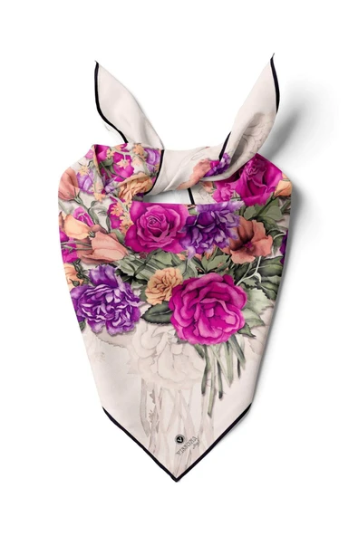 %100 İpek Kadın Desenli Bandana 80x80 ürün görseli