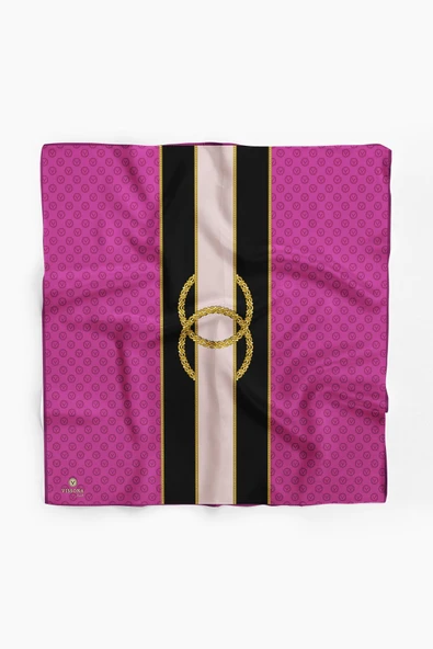 %100 İpek Kadın Desenli Bandana 80x80 - Resim 2