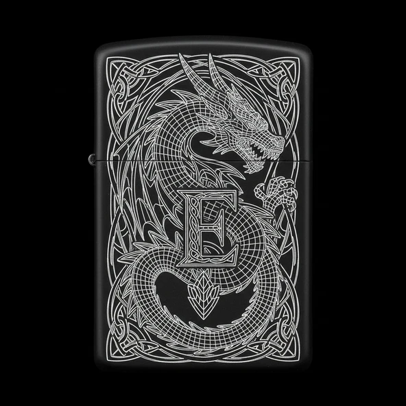 Zippo Ejderha Figürlü E Harfli Tasarım - V77 ürün görseli