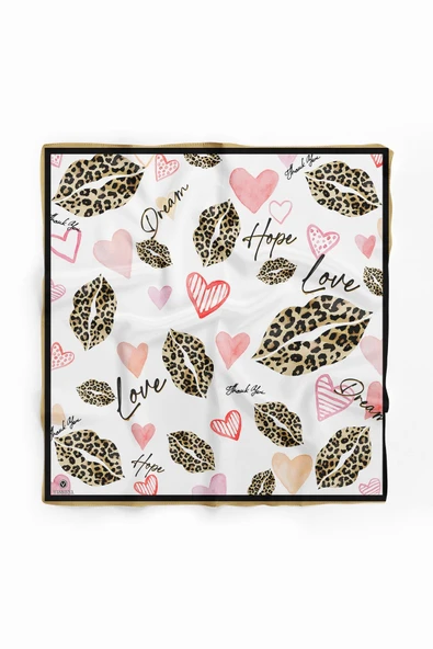 Vissona Dudak Desenli İpek Bandana - Resim 2